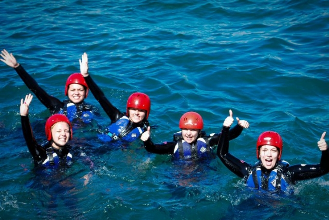 Coastering involves jumping into the water